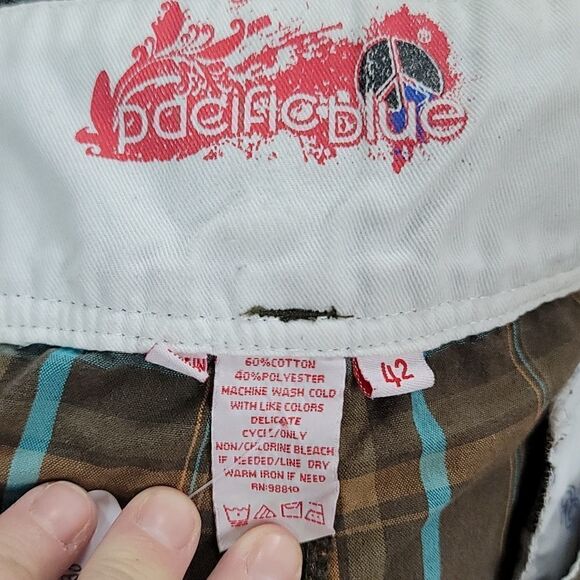 Men's Pacific Blue Plaid Shorts Size 42 - Picture 6 of 7